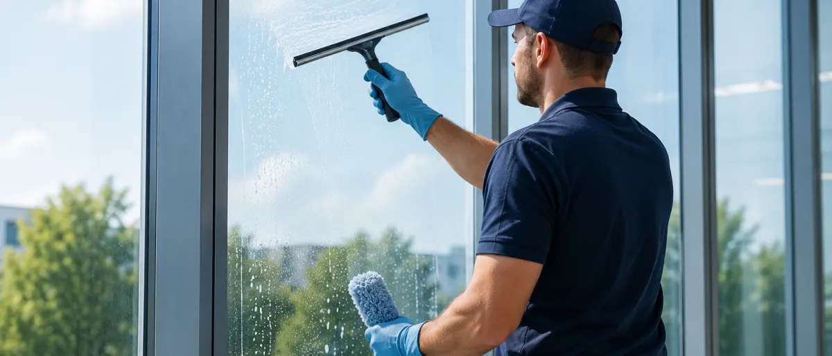 Cleaning lady washing windows with window cleaning 2023 11 27 05 14 24 utc