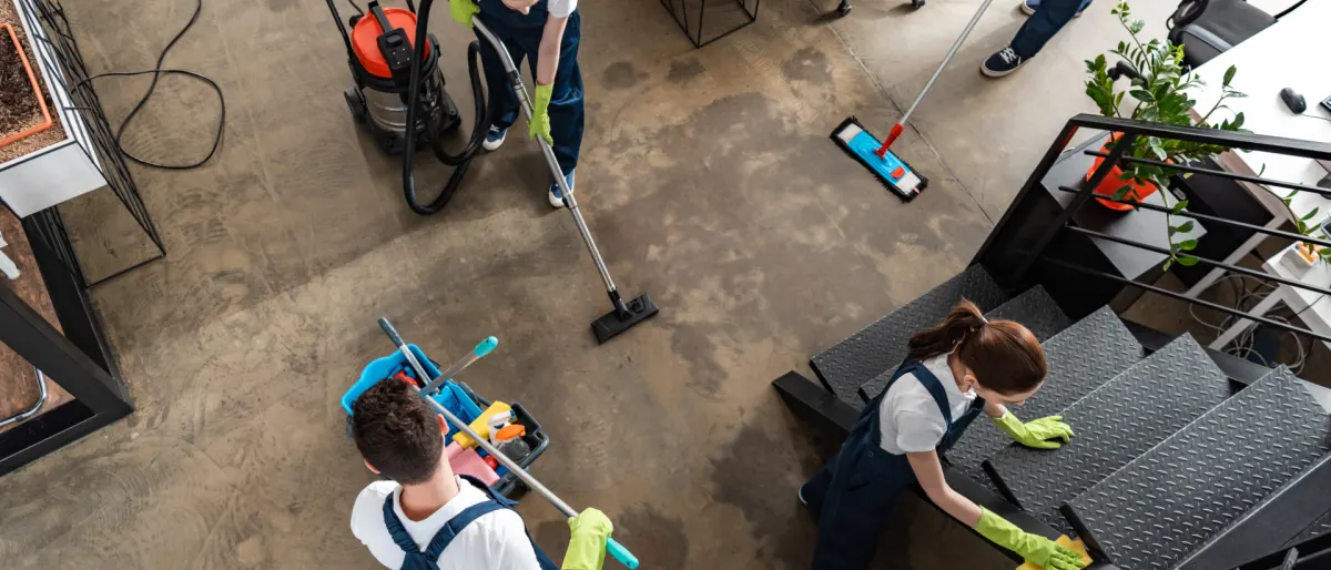 Top view of cleaning company team cleaning modern 2024 11 17 16 44 49 utc